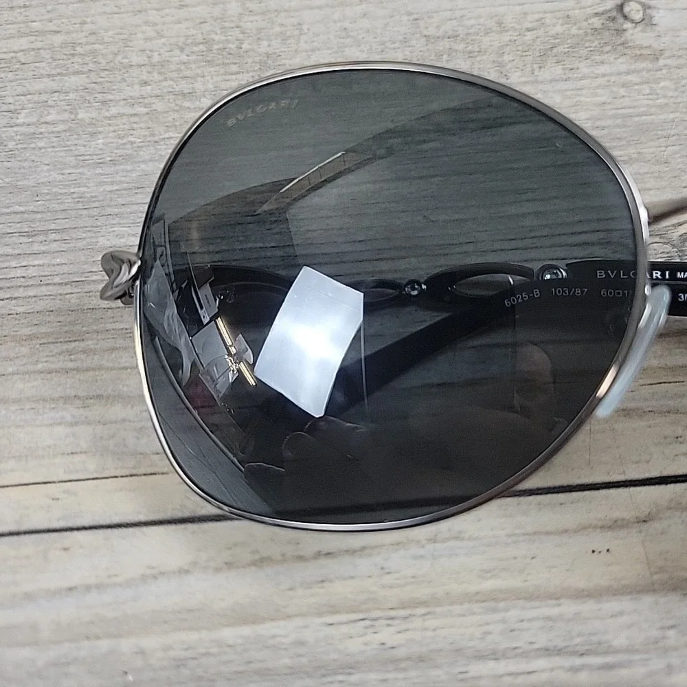 BVLGARI Gunmetal‎ Grey Ellipse Crystal Sunglasses BV 6025-B 103/87